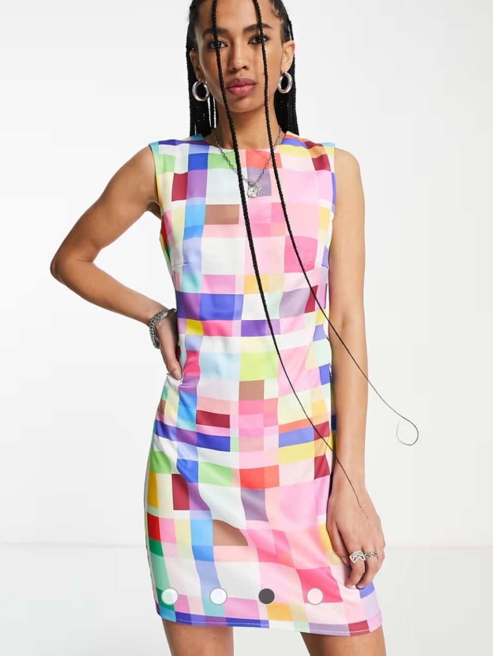 Twisted Wunder London Sleeveless Mini Dress Bright Retro Check Size 4